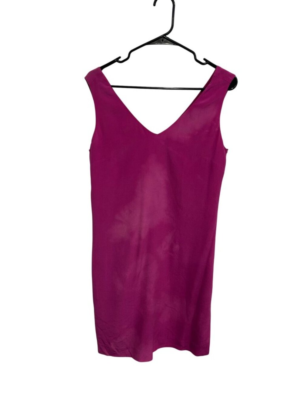 Cynthia Rowley 6 Magenta Silk Sleeveless V-Neck Dress Retro Minimalist